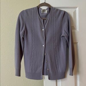 Harrods Lilac Cable-Trim Button-Front Cardigan